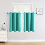 ChrisDowa Small Window Curtains for Kitchen and Bedroom - Grommet Short Thermal Insulated Room Darkening Curtains (2 Panels, Teal, 42 x 36 Inch)
