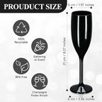 XUWAIDSGN Acrylic Champagne Flutes Toasting Glasses Unbreakable Mimosa Bar Reusable Wine Glasses Vintage Champagne Flutes Stemmed Drinking Cups 5.4 OZ for Christmas Birthday (100, Black)