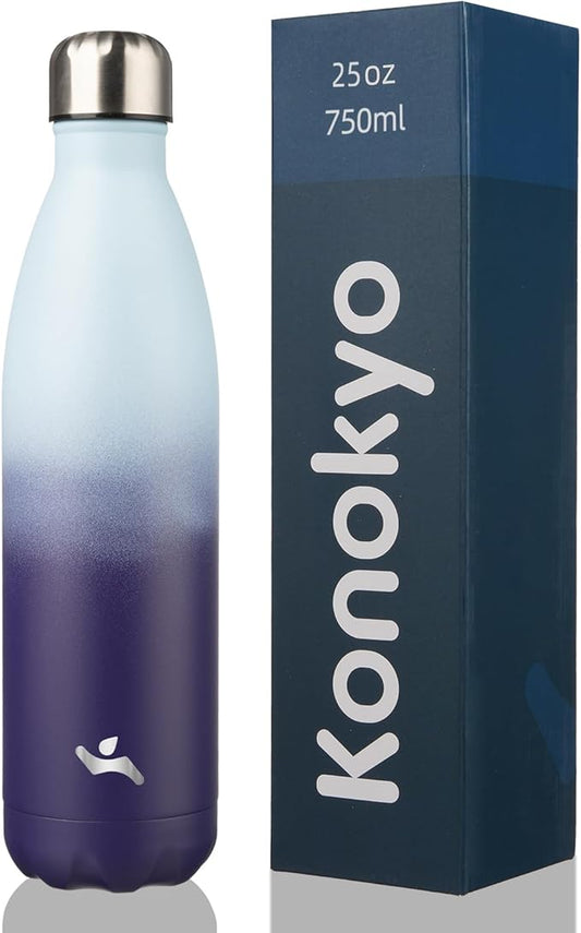 Insulated Water Bottles,25 oz Double Wall Stainless Steel Vacumm Metal Flask for Sports Travel,Ocean Dream