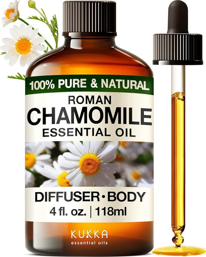 KUKKA Roman Chamomile Essential Oil for Tranquil Retreats and Peaceful Relaxation - Roman Chamomile Essential Oil 4 Oz - Soothing, Comforting and Calming - 100% Authentically Sourced Premium Oils