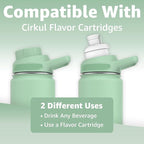 Chill Oasis Water Bottle | Compatible With Popular Flavor Cartridges | BPA Free, Leak Proof, Double-Walled Vacuum Insulated Stainless Steel, and Dishwasher Safe | Cold for 24 Hours (Sage, 12oz)