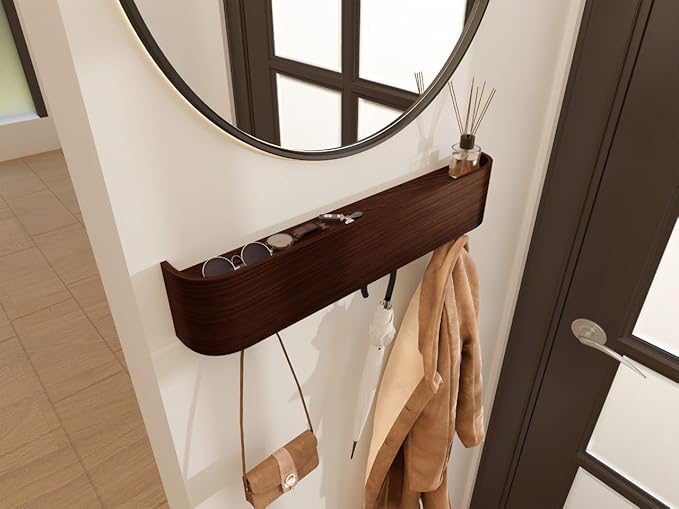 OLEEK Wall Coat Rack - Wall Shelf with Hooks - entryway Hooks - entryway Shelf - Modern Coat Rack - Wooden Coat Rack Wall Mount for Home Decor - Wooden Mount for Home Decor - Jacket Hanger