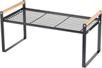 PATIKIL Kitchen Cabinet Shelf Organizer, Wood Counter Shelf Stackable Storage Shelf For Cupboard, Pantry, Corner, Under Sink - Black