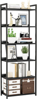 NUMENN Bookshelf, 6 Tier Bookshelves, Home Office Bookcase Shelf Storage Organizer, Free Standing Storage Shelving Unit for Bedroom, Living Room and Home Office, Black