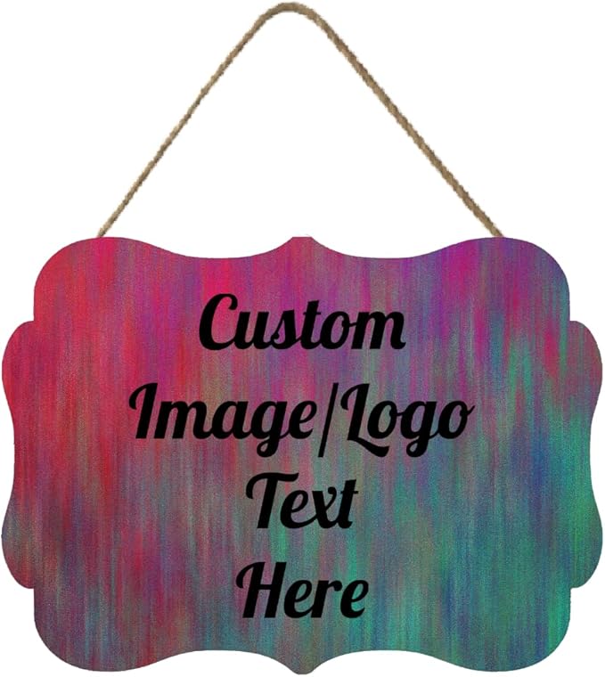 Personalized Wooden Welcome Sign - Front Door Decor, Customized Image/Text Hanging Sign - Farmhouse Decorations for Home Office - 11.2 x 8 Inch