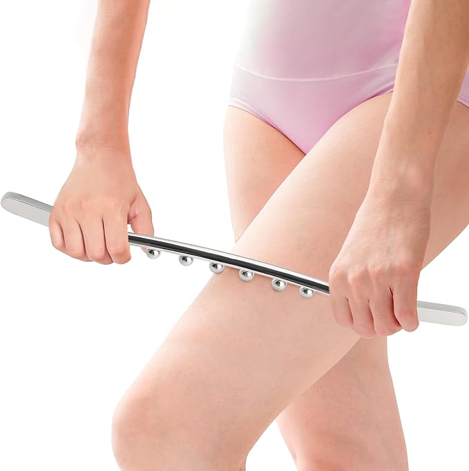 ONUEMP Stainless Steel Gua Sha Stick, Lymphatic Drainage Massager Cellulite Remover, Pressure Point Muscle Scraper Tool, Maderoterapia Kit for Body Sculpting, Fascia Massage, Myofascial Release