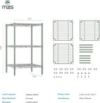 750 lbs 3-Shelf Storage Shelves Wire Shelving Unit Standing Metal Rack for Small Places Narrow Wire Rack for Bathroom, Green 13.8 D x 13.8" W x 25.5" H