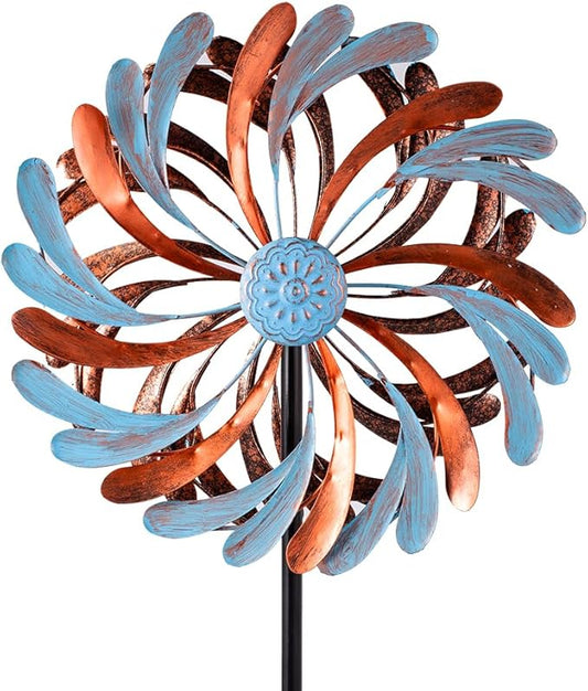 Viveta Wind Spinner for Yard and Garden, Metal Windmill Spinning Kinetic Wind Spinners for Outside Yard Patio Lawn Decor 13”D*57.5“H