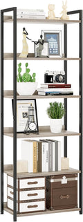 NUMENN Bookshelf, 6 Tier Bookshelves, Home Office Bookcase Shelf Storage Organizer, Free Standing Storage Shelving Unit for Bedroom, Living Room and Home Office, Grey