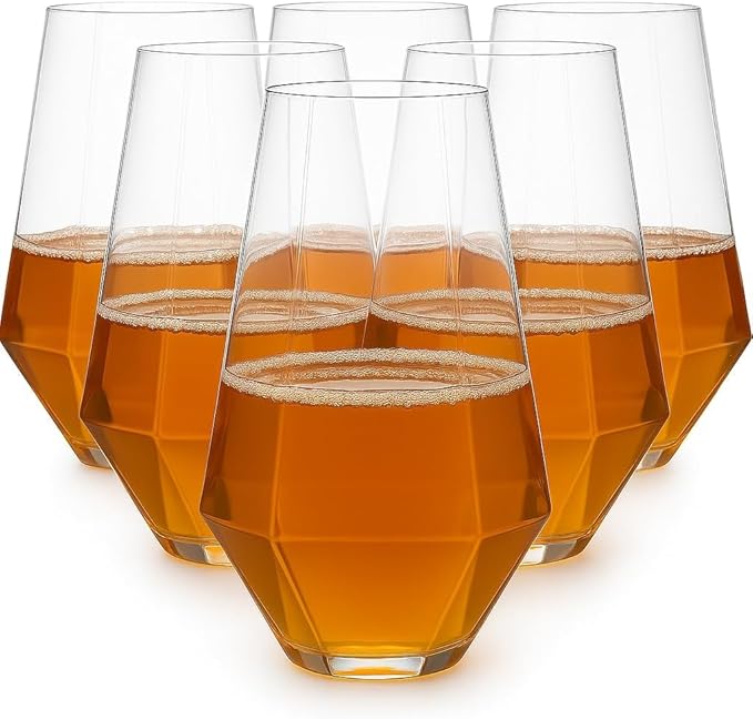 48 Pack Diamond Unbreakable Stemless Plastic Wine Stemless Toasting coacktail Glasses, Durable 9 Oz BPA-Free Disposable Champagne Flutes for Weddings, Bars, Events, and Celebrations (Clear)