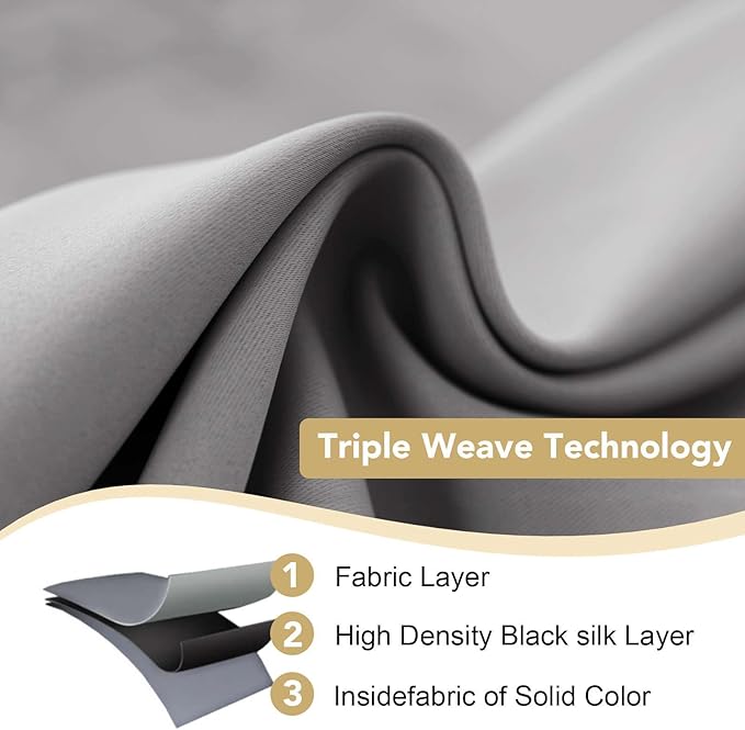 H.VERSAILTEX Blackout Curtains for Bedroom Thermal Insulated Room Darkening Living Room Curtains 84 Inch Long Grommet Privacy Protection Window Curtain Panels/Drapes for Nursery, 2 Panels, Dove Grey