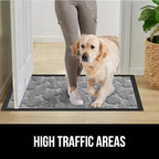 GORILLA GRIP 100% Waterproof All-Season WeatherMax Doormat, US Designed Natural Rubber, Stain and Fade Resistant, Low Profile Indoor Outdoor Door Mats, Easy Clean Patio Mat, 17x29, Light Gray Bones