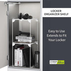 Neudeco Pack 2, Mesh Locker Shelf, Stackable Extra Tall Locker Organizer, Collapsible and Metal Mesh Build, Fits Standard Size, Suitable for School, Work, Kitchen, Bathroom (White)