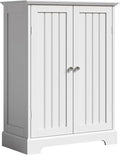 ChooChoo Bathroom Floor Cabinet, Modern Bathroom Storage Cabinet with 2 Doors and Adjustable Shelves, Freestanding Cupboard for Living Room, White