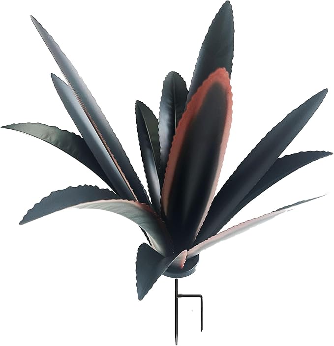 DIY Metal Agave Plant Art Yard Tequila Art Sculpture, Tequila Rustic Garden Sculpture Statue Outdoor Decor,Agave Metal Plants for Yard, Garden Lawn Ornaments (12 Leaves -Black)