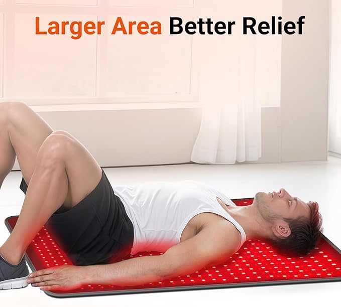 Comfytemp 41.5'' x 26'' Red Light Therapy Mat for Body, Near Infrared Light Therapy Pad with 560 LEDs, 660nm & 850nm Light Blanket for Back Belly Knee Joint Muscle Pain Relief, 96W