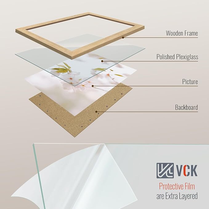 VCK 16x20 Poster Frame 3 Pack - Oak, Natural Solid Wood Picture Frames for Wall, Wall Gallery Frame