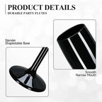 XUWAIDSGN Acrylic Champagne Flutes Toasting Glasses Unbreakable Mimosa Bar Reusable Wine Glasses Vintage Champagne Flutes Stemmed Drinking Cups 5.4 OZ for Christmas Birthday (100, Black)