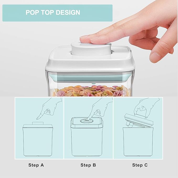Pop Containers with Lids - Stackable Airtight Food Storage, Kitchen Pantry Storage Containers for Snacks Candy Salt Herbs Spices BPA-Free (10PCS (0.5 + 1.2 + 2.0 + 2.7 + 3.3 Qt) * 2)