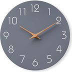 Mosewa Wall Clock Silent Non Ticking Decorative for Kitchen Bedroom Bathroom Office Living Room Battery Operated 10 Inch Gray Wood Modern Simple