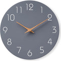 Mosewa Wall Clock 12 Inch Gray Silent Non Ticking Battery Operated Modern Simple Wooden Clock Decorative for Kitchen Home Bedroom Bathroom Office Living Room