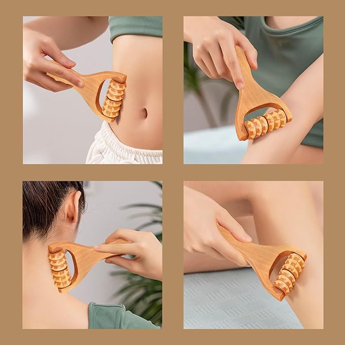 Wood Massage Roller Tools,Body and Face Roller, Handheld Wooden Total Body Massager,Wooden Massager Tool,1 Pieces.