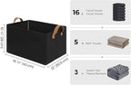 StorageWorks Storage Bins, Fabric Storage Bins for Shelves, Large Storage Baskets with Metal Frame, Closet Baskets and Bins with Handles, Black, 2-Pack