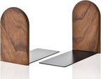 Book Ends, Sturdy Wooden Bookends for Shelves - Heavy Duty Non-Slip Book Organizers, Decorative Bookend Holders for Home Office, Library, Black Walnut Universal Economy Bookend, Small, 1 Pair