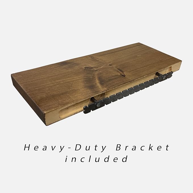 URBANDI, Rustic Floating Shelves, Set of 2, Hidden Bracket, Solid Wood, Heavy Duty, Wall Mounted Shelves, (Grey, 48Wx12D)