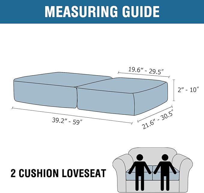 H.VERSAILTEX Velvet Stretch Couch Cushion Cover Plush Cushion Slipcover for Chair Loveseat Sofa Cushion Furniture Protector Seat Cushion Sofa Cover (2 Piece Medium Sofa Cushion Covers, Peacock Blue)