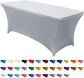ABCCANOPY 6 FT Grey Spandex Table Cover Stretch Fitted Wrinkle Resistant Tablecloth Reuse for Rectangular Folding Table Patry Event Wedding Banquet Protector