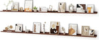 Floating Picture Ledge Shelves for Wall Set of 2, 95 Inches Picture Ledge Shelf with Long Large Nursery Book Shelf for Toys Storage Kids Bookshelf Wall Mounted Living Room Bedroom Decor Frames, Walnut