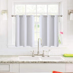 ChrisDowa Small Window Curtains for Kitchen and Bedroom - Grommet Short Thermal Insulated Room Darkening Curtains (2 Panels, Greyish White, 52 x 36 Inch)