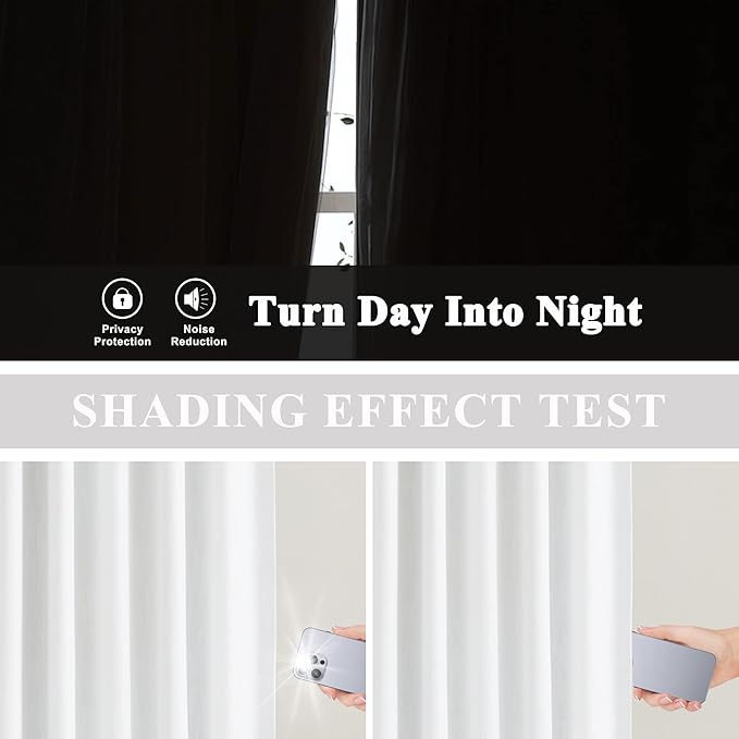 Vision Home White Pinch Pleated Full Blackout Curtains 60 inch Wide Thermal Insulated Window Panels 108 inch for Bedroom Living Room Darkening Pinch Pleat Drapes with Hooks Back Tab 9 FT 60"Wx108"Lx1