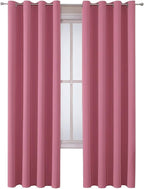 ChrisDowa Grommet Room Darkening Curtains for Bedroom and Living Room - 2 Panels Set Thermal Insulated Blackout Curtains (Pink, 52W x 95L)