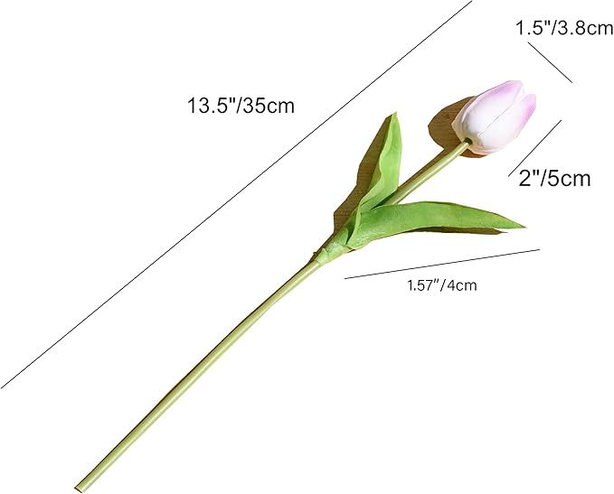 Mandy's Artificial Tulips 20 Stems Light Purple PU Faux Flowers for Wedding Home Decor 13.5 Inch