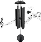 ASTARIN Outdoor Memorial Wind Chimes, 36 in with 6 Heavy Tubes, Deep Tone for Garden Hanging Decor, Sympathy Gifts. Black