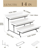 MALACASA 3 Tier Serving Tray, Porcelain Tiered Cupcake Stand, Ceramic Elevated Serving Platter with Collapsible Sturdier Rack,Series PLAT (White, 14 Inch)