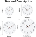 Mosewa Wall Clock 12 Inch Silent Non Ticking Battery Operated Wooden White Modern Office Simple Minimalist Clock Decorative for Kitchen Home Bathroom Living Room