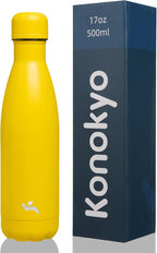 Insulated Water Bottles,17 oz Double Wall Stainless Steel Vacumm Metal Flask for Sports Travel,Yellow