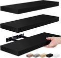 Sorbus Floating Shelves for Wall, Bathroom Shelves Wall Mounted for Kitchen, Bedroom, Bathroom Storage Over Toilet, Hanging Book Shelf for Wall Home Decor Living Room (Black, 3 Pack)