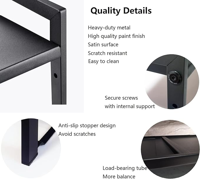 Expandable Cabinet Shelf Organizer 16-26" L Stackable Kitchen Counter Shelf Sink Rack Countertop Storage Black (Wide 10.6”D)