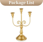 Sziqiqi Gold Taper Candle Holder for Centerpiece - 3-Candle Candlesticks Holder for Wedding Table Centerpieces Metal Candle Stick Holders Fireplace Mantle Decor