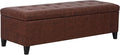 Joveco 51 Inch Storage Ottoman Bench,Tufted Leather Storage Bench for Bedroom (51”,Brown)