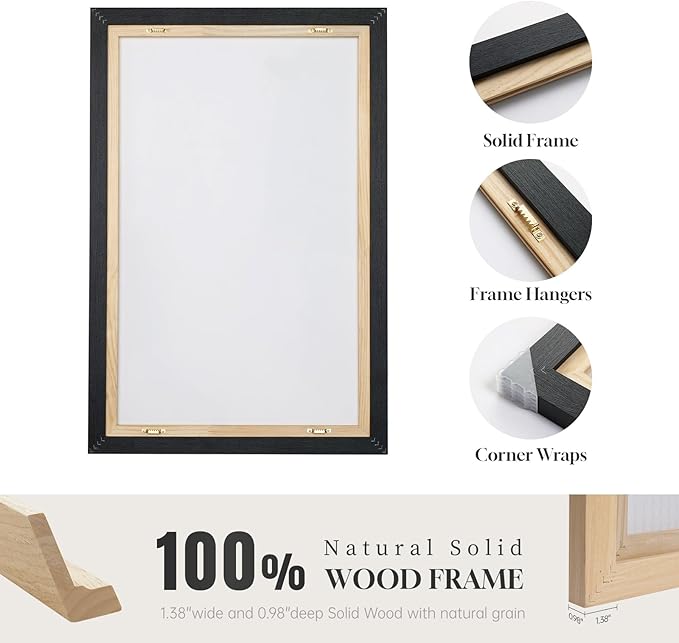 Large Framed Abstract Nature Landscape Wall Art for Living Room, Set of 3 Modern Canvas Prints Paintings Artwork for Walls, Green Lake Pictures for Hallway, Dining Room, Office Wall Decor 24x36 Inch