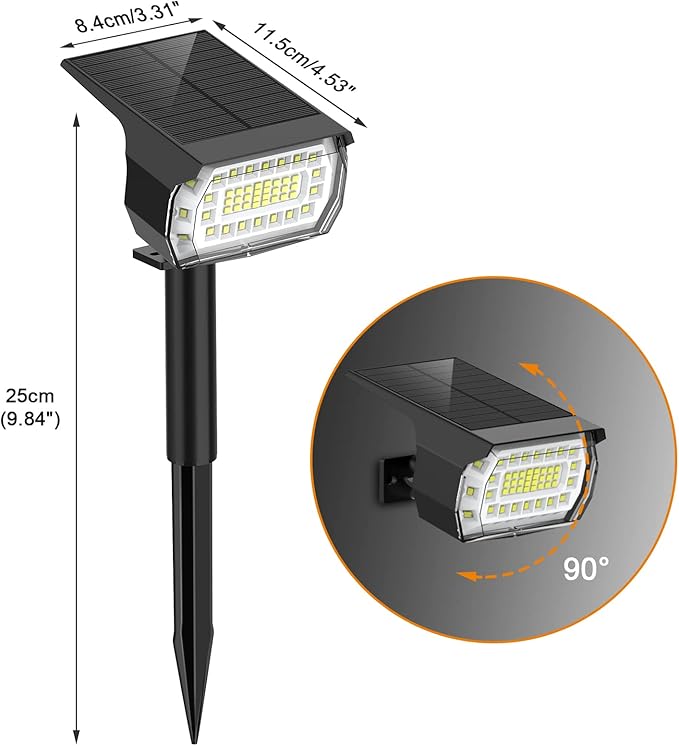 LANSOW Solar Spot Lights Outdoor, [2 Pack/57 LED] 2-in-1 Solar Landscape Spotlights, 3 Modes IP65 Waterproof Dusk to Dawn Solar Powered Flood Wall Lights for Outside Yard Garden Path(Cool White)