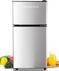 Compact Refrigerator with Freezer, 3.5 cu ft Countertop Mini Fridge with Adjustable Mechanical Thermostat, Retro Compact Fridge for Office, Bedroom, Dorm or Cabin, Silver