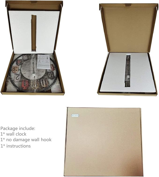 Large Wall Clock Separate Retro Dial Decorative Silent Non Ticking 20 Inch Big Vintage Farmhouse Clocks for Living Room,Black Metal Frame