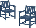 Patio Dining Chair Set of 2, HDPE Outdoor Dining Chair, Ergonomic HDPE Dining Chairs with Deep Seating, All Weather Outdoor Chairs Furniture for Backyard, Deck, Garden, Poolside, Navy