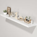 Floating Shelves for Wall, 55"W x 9.3"D x 1.5"H, Long Wooden Wall Mounted Display Shelves with Invisible Brackets for Living Room, Bedroom, Bathroom, Kitchen Decor and Storage, Set of 1, White